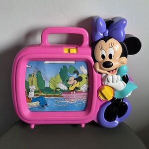 Disney Minnie Mouse Vintage TV Toy Flip Picture Viewer Pink Portable Kids Toy